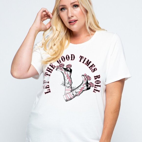 "Let The Good Times Roll" Plus Size Graphic Tee - Picture 1 of 2